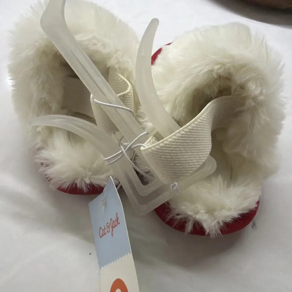 Cat & Jack Lila Silver Metallic Red Toddler Slippers NWT Toddler Girls Size 5/6